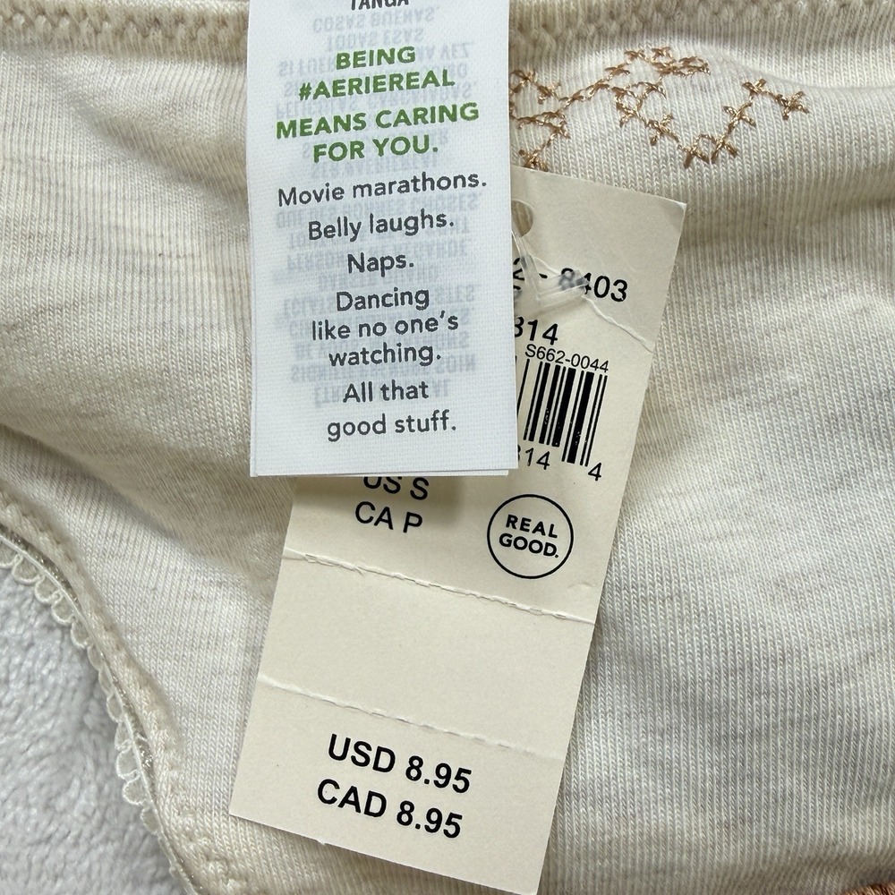 Aerie Lot of 3 Thong Panties Size Small S NWT Blue Ivory Brown Cotton Blend - Picture 7 of 9